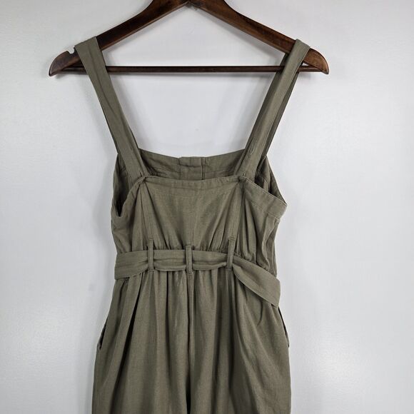 Japna Jumpsuit Women's Size Small Brown Cotton Linen Blend Belted Sleeveless - Picture 3 of 5